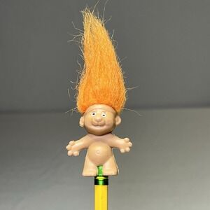 Vintage Russ Troll Doll Pencil Topper With Orange Hair Trolls Small